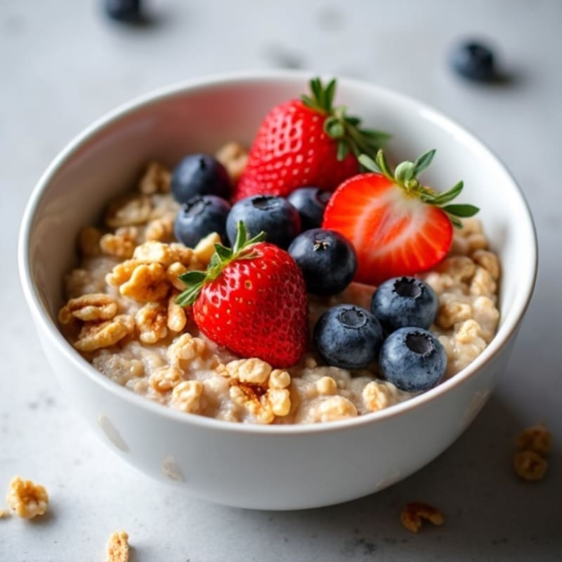 Fluffy Protein Oatmeal Bowl with Fresh Berries