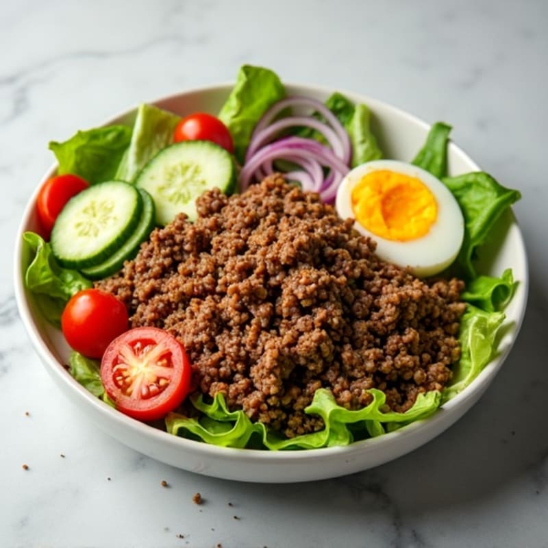 Savory Lean Ground Beef Salad with Crispy Lettuce and Tangy Dressing