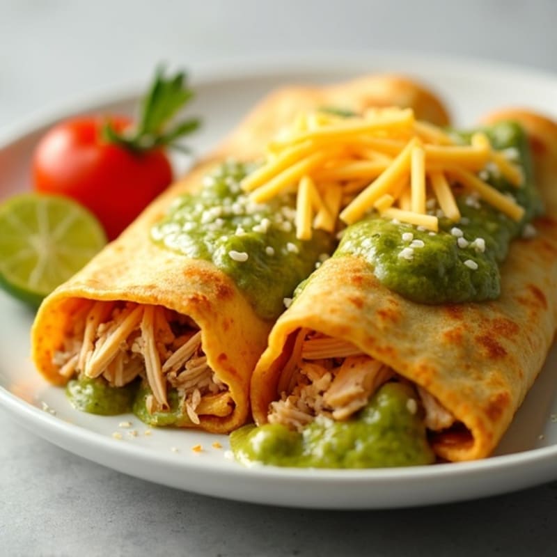 Salsa Verde Shredded Chicken Enchiladas