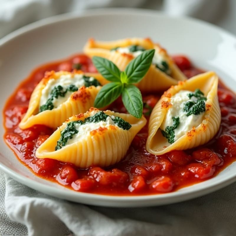 Creamy Ricotta-Spinach Stuffed Pasta Shells