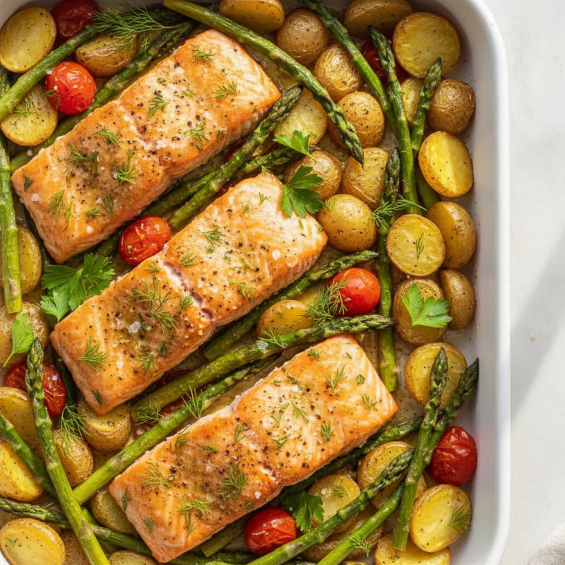 Herb-Marinated Salmon Sheet Pan Bake