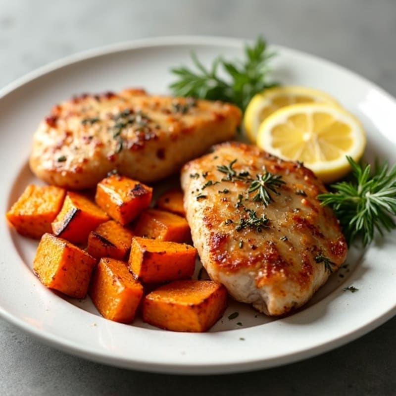 Crispy Lemon-Herb Chicken with Roasted Sweet Potatoes