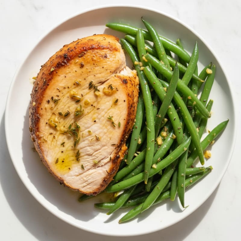 Herb-Roasted Turkey Breast with Steamed Green Beans