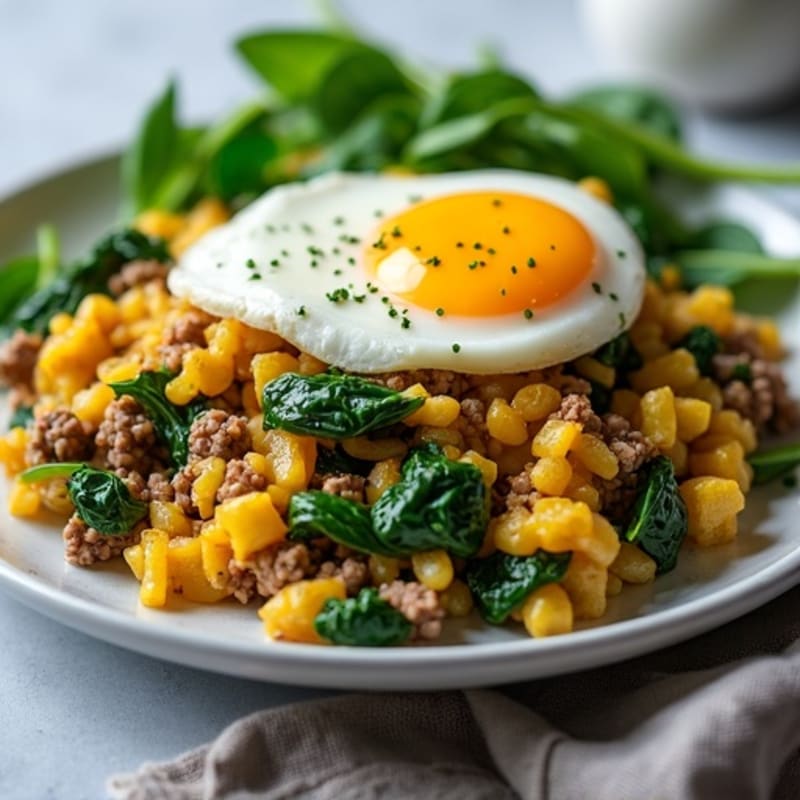 Lean Beef and Spinach Egg Scramble