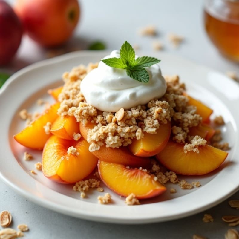 Sweet Baked Peaches with Crispy Oat Topping
