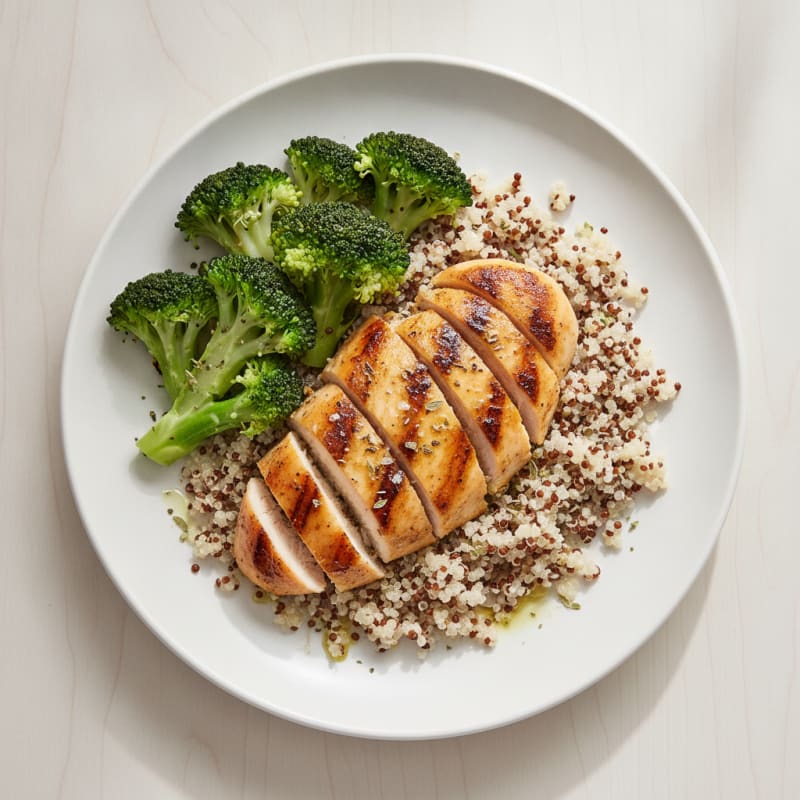 Grilled Chicken Breast with Quinoa and Steamed Broccoli