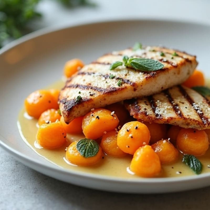 Herb-Roasted Sweet Potato Gnocchi with Sage Brown Butter and Grilled Chicken