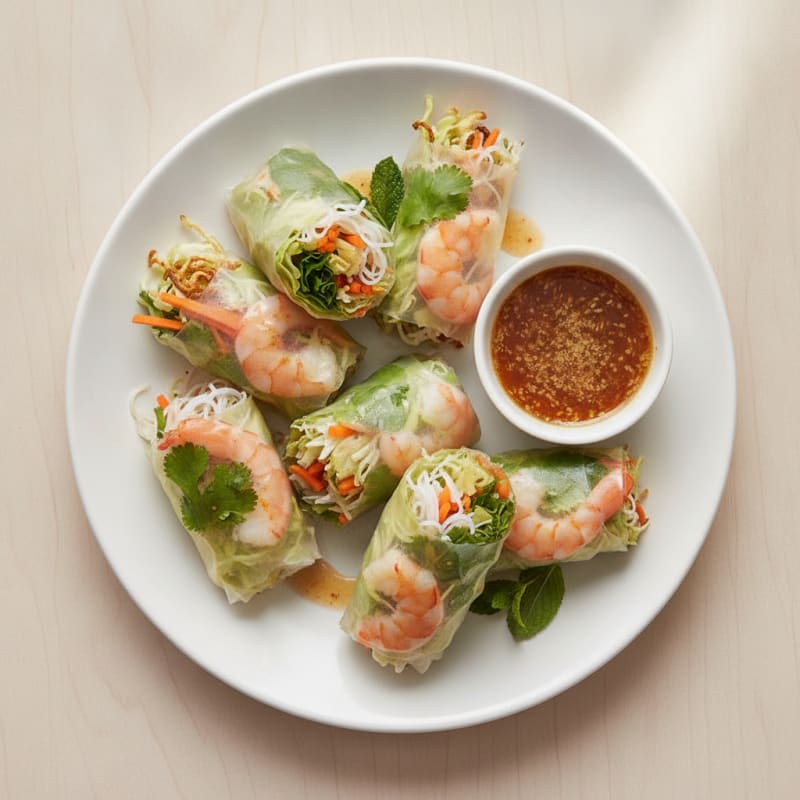 Fresh Cabbage and Rice Noodle Wraps