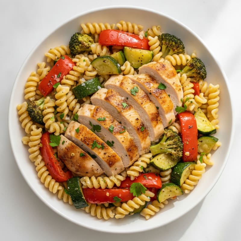Garlic Herb Pasta with Roasted Vegetables