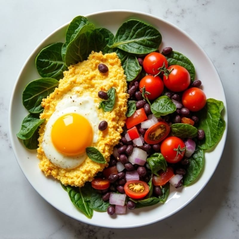 High-Protein Egg and Black Bean Scramble with Spinach