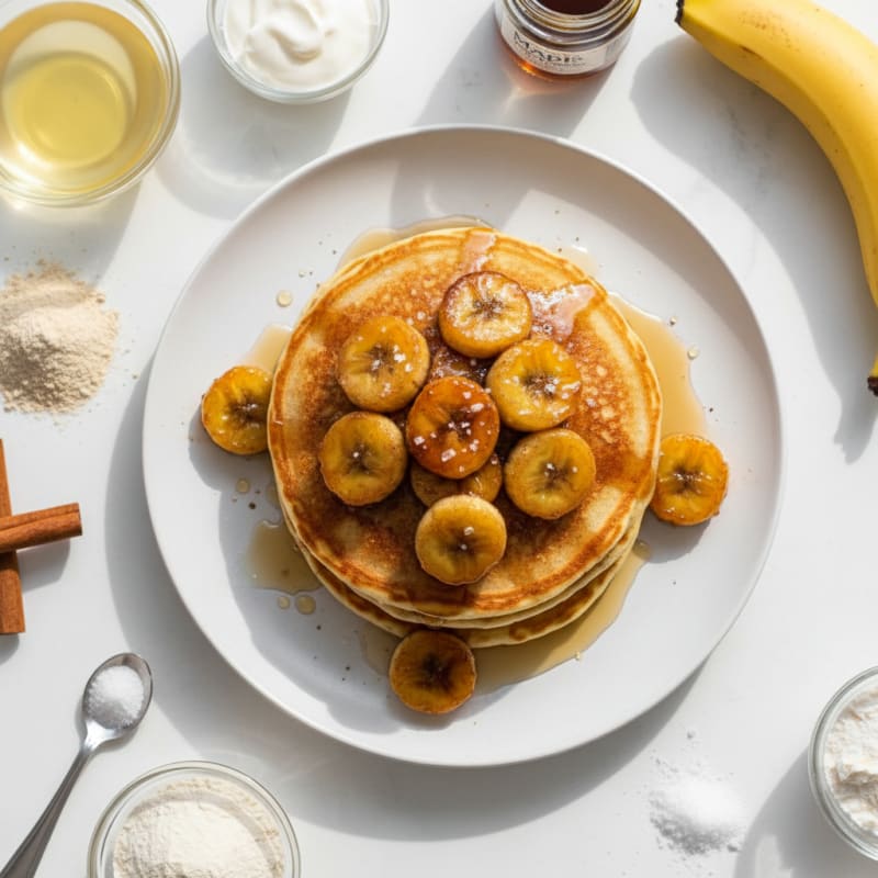 Golden Caramelized Banana Pancakes