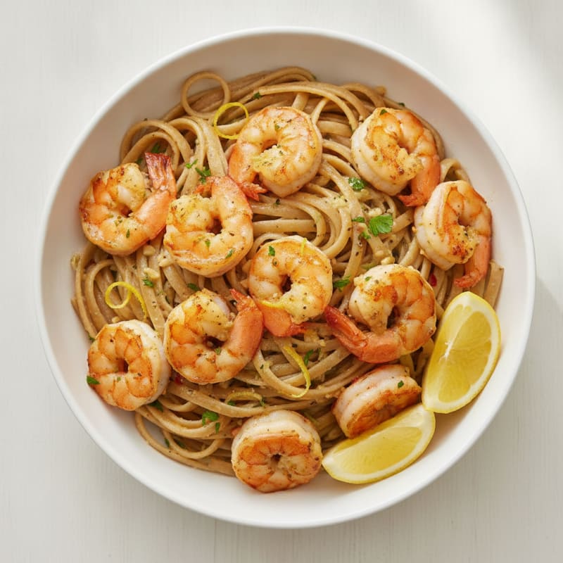 Lemon-Garlic Shrimp Scampi with Linguine
