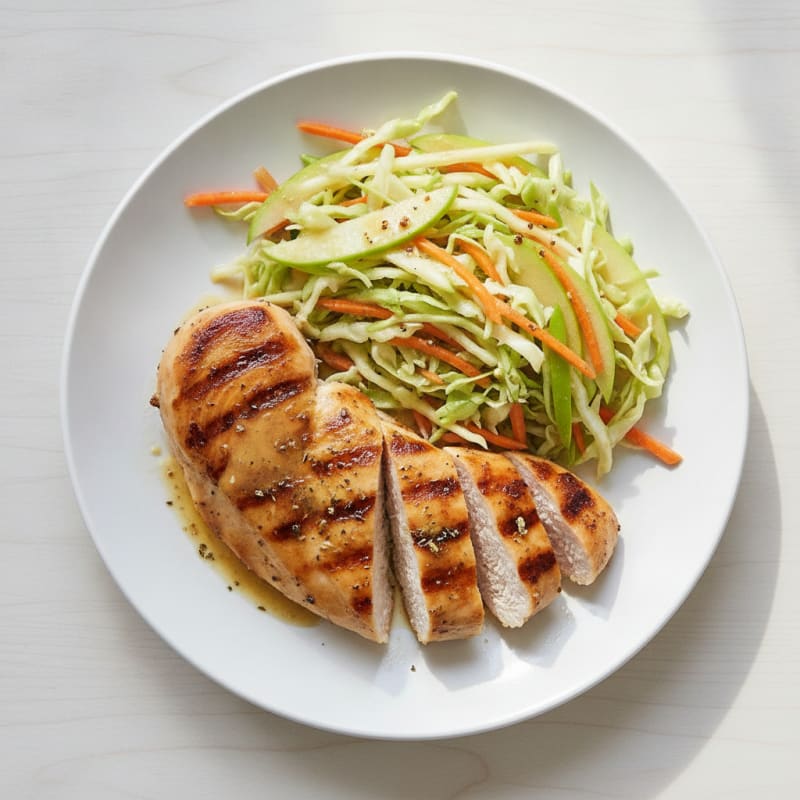 Grilled Chicken Breast with Crunchy Cabbage Slaw