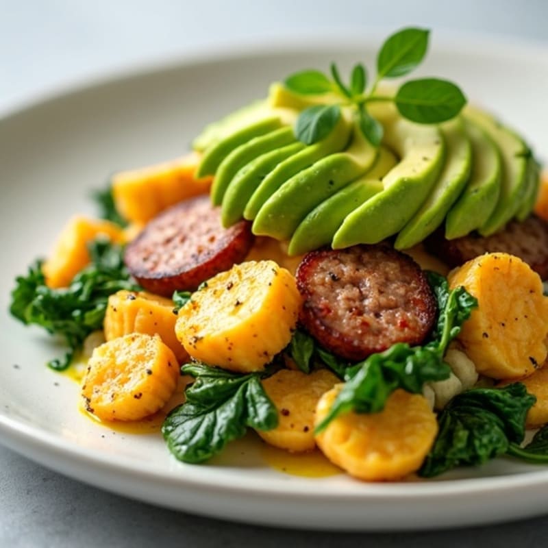 Egg White and Turkey Sausage Scramble with Spinach