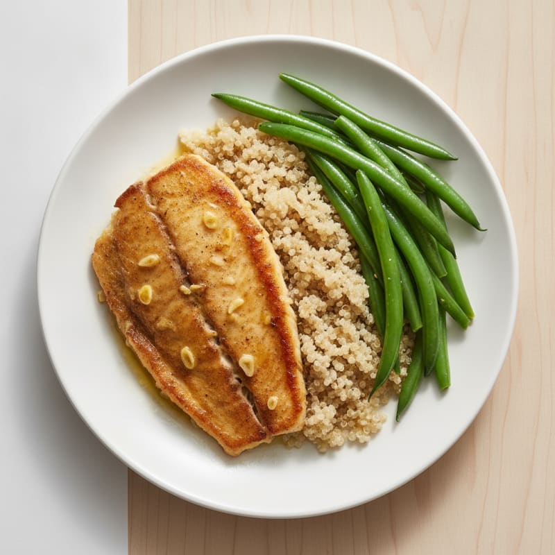 Seared Tilapia with Steamed Green Beans and Quinoa