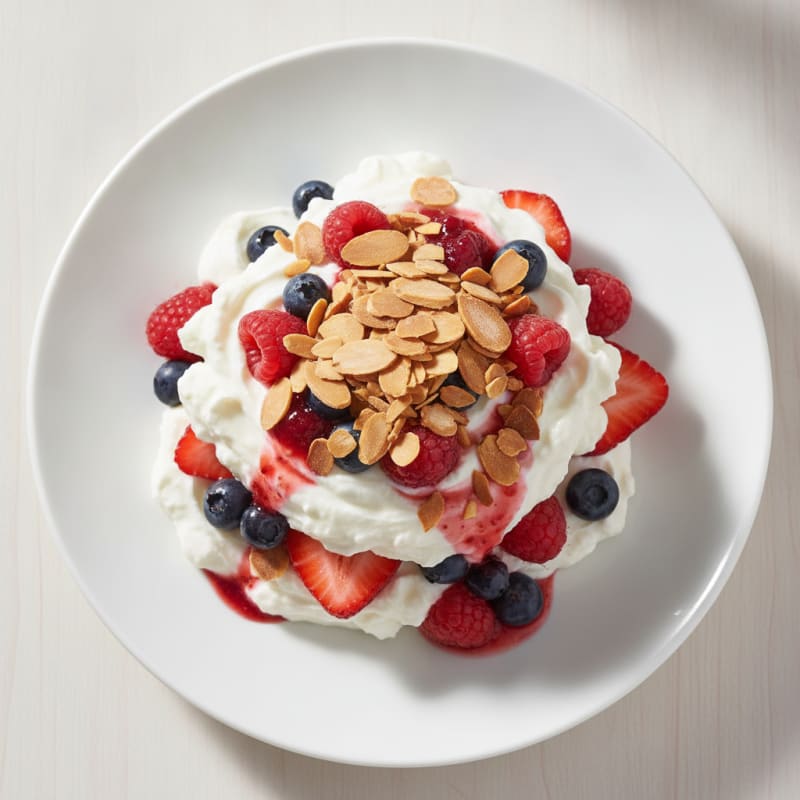 Greek Yogurt Protein Parfait with Mixed Berries and Almonds