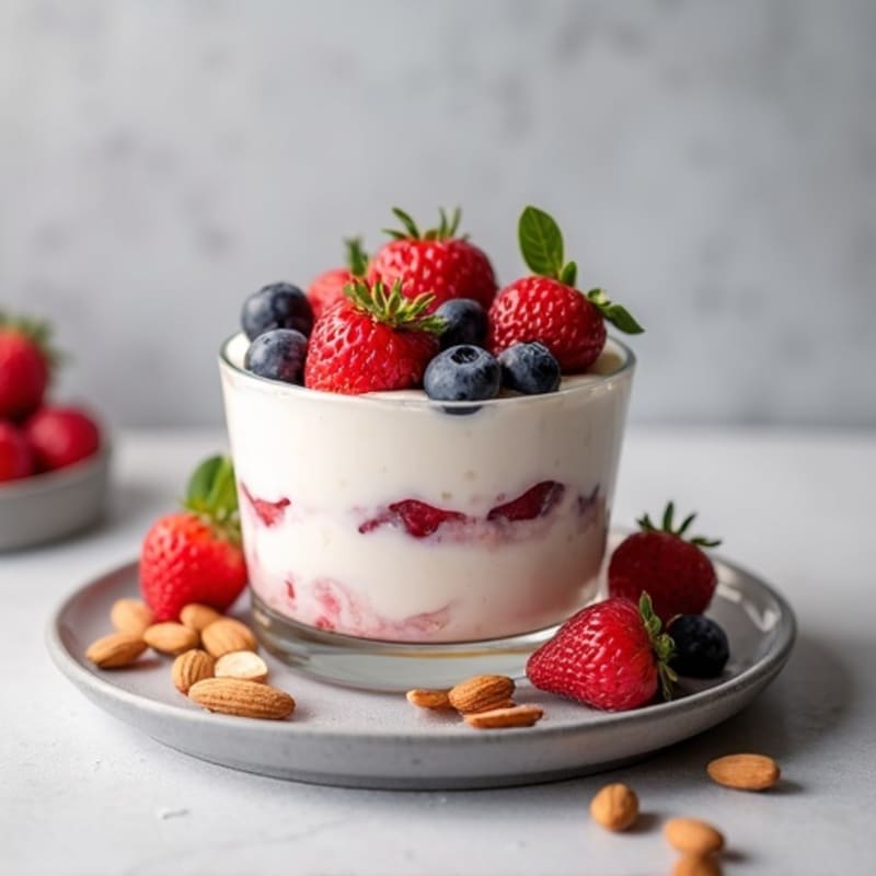 Greek Yogurt Protein Parfait with Mixed Berries and Almonds