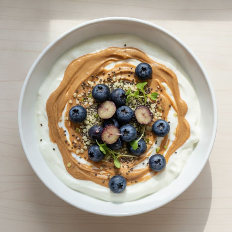 Greek Yogurt Protein Smoothie Bowl with Almond Butter and Chia Seeds