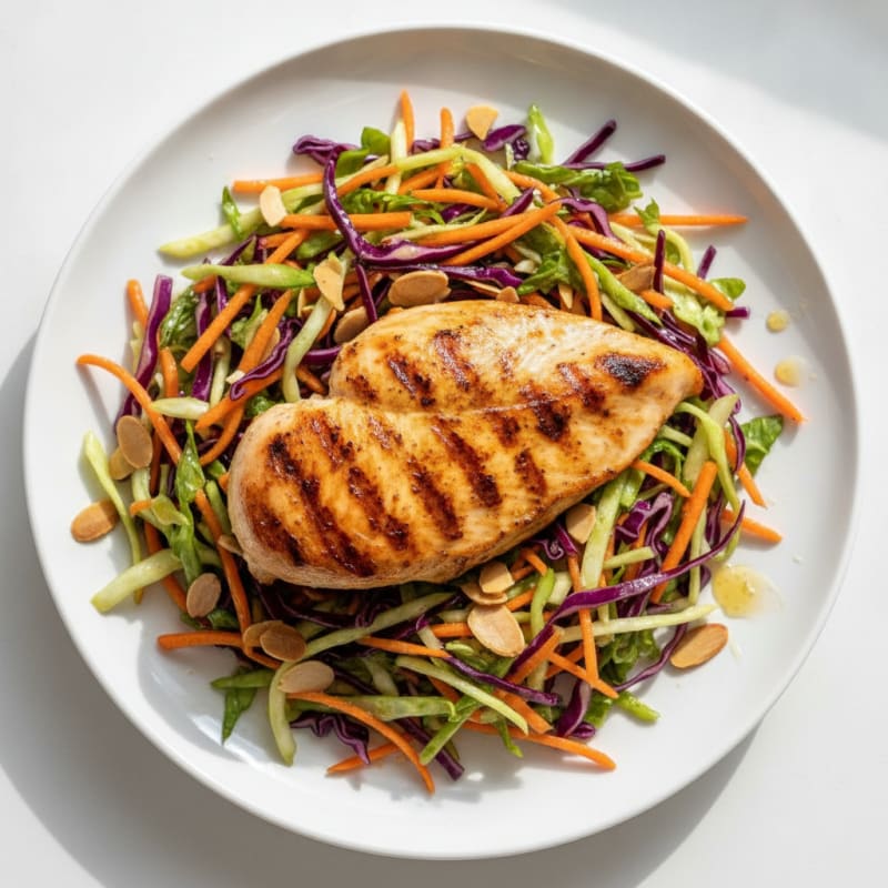 Grilled Chicken Breast with Crunchy Cabbage Slaw