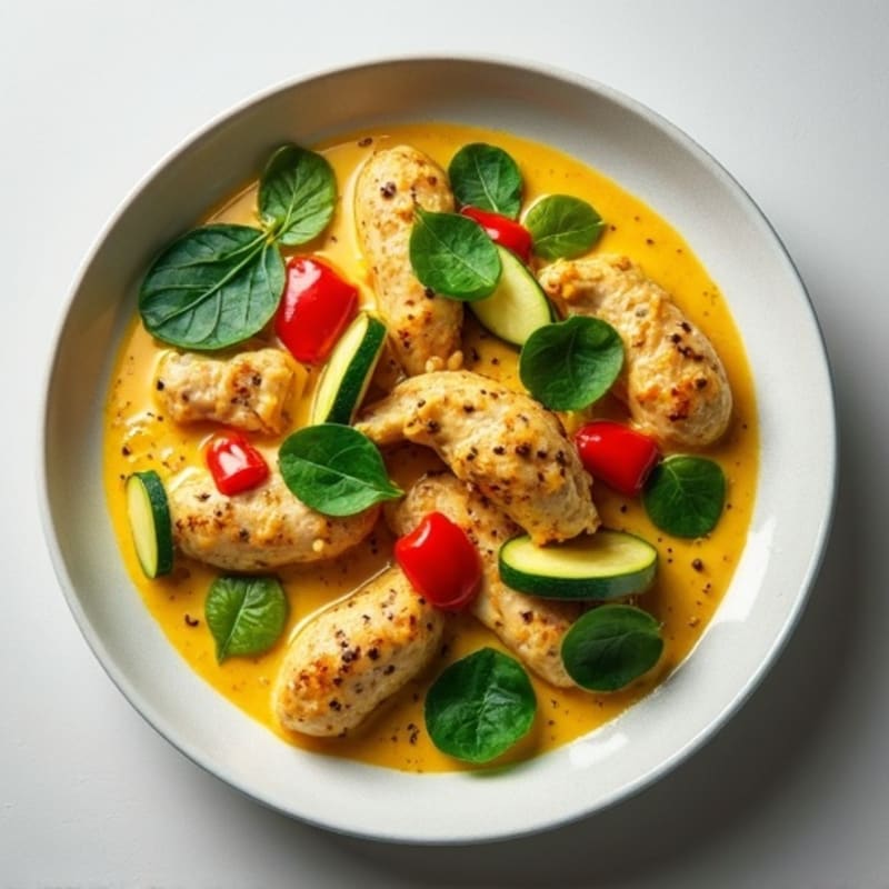 Creamy Coconut Green Curry Chicken with Fresh Vegetables