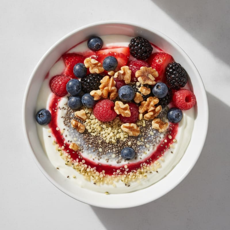 Silky Greek Yogurt Parfait with Chia Seeds and Mixed Berries