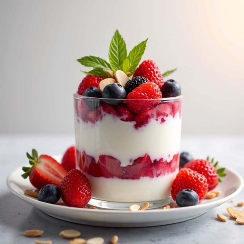 Greek Yogurt Protein Parfait with Berries and Almonds