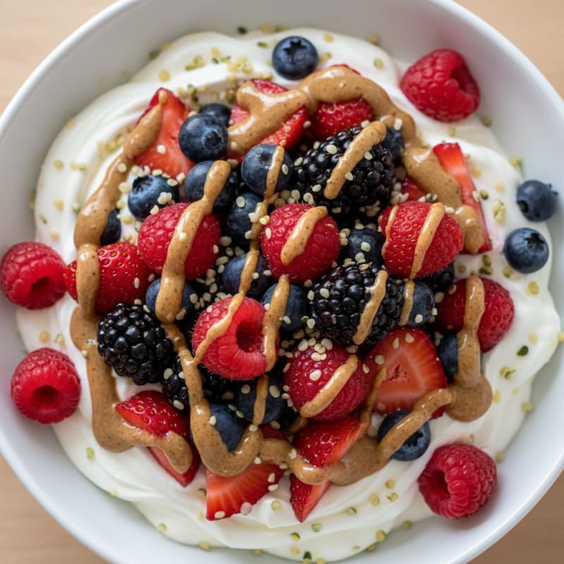 Silky Protein Greek Yogurt Bowl with Mixed Berries