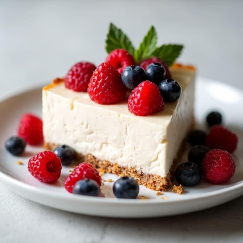 Protein-Rich Greek Yogurt Cheesecake with Fresh Berries