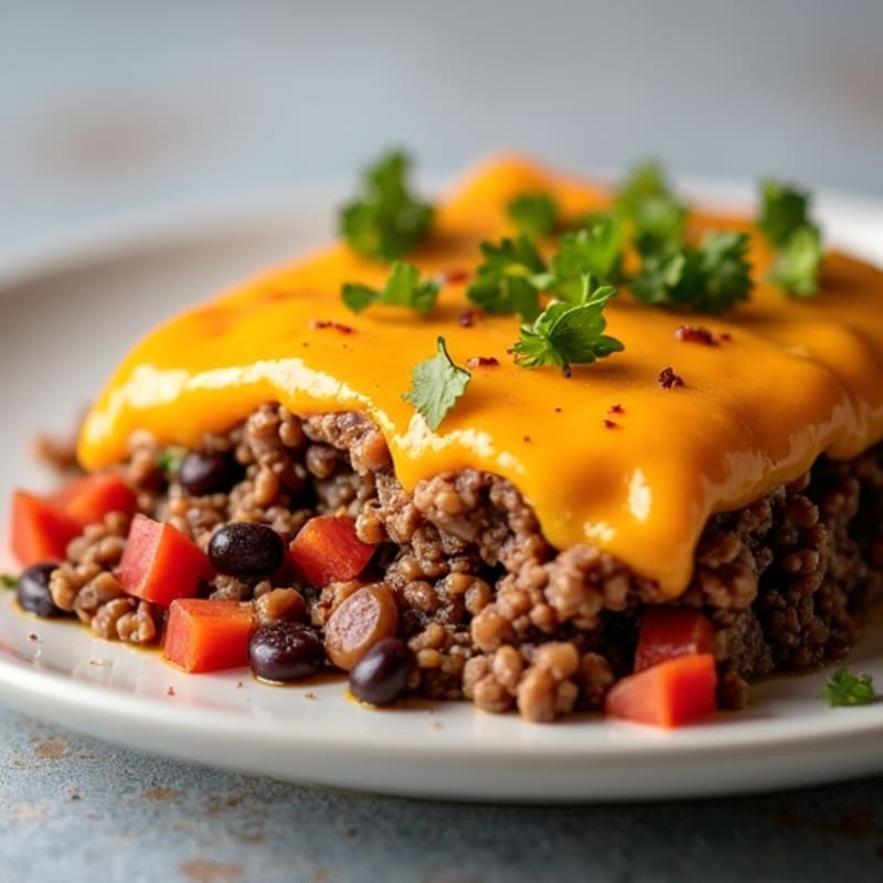 Hearty Cheesy Beef and Black Bean Bake