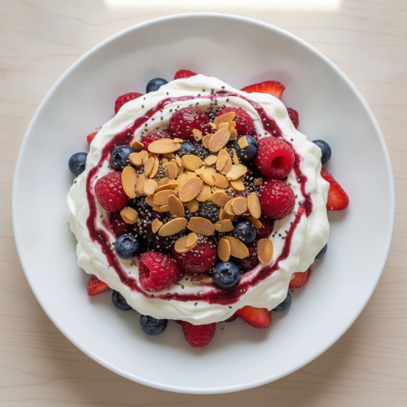 Greek Yogurt Protein Parfait with Mixed Berries