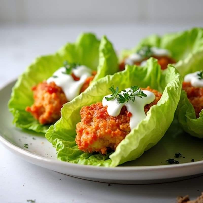 Crispy Buffalo Chicken Lettuce Wraps with Creamy Ranch