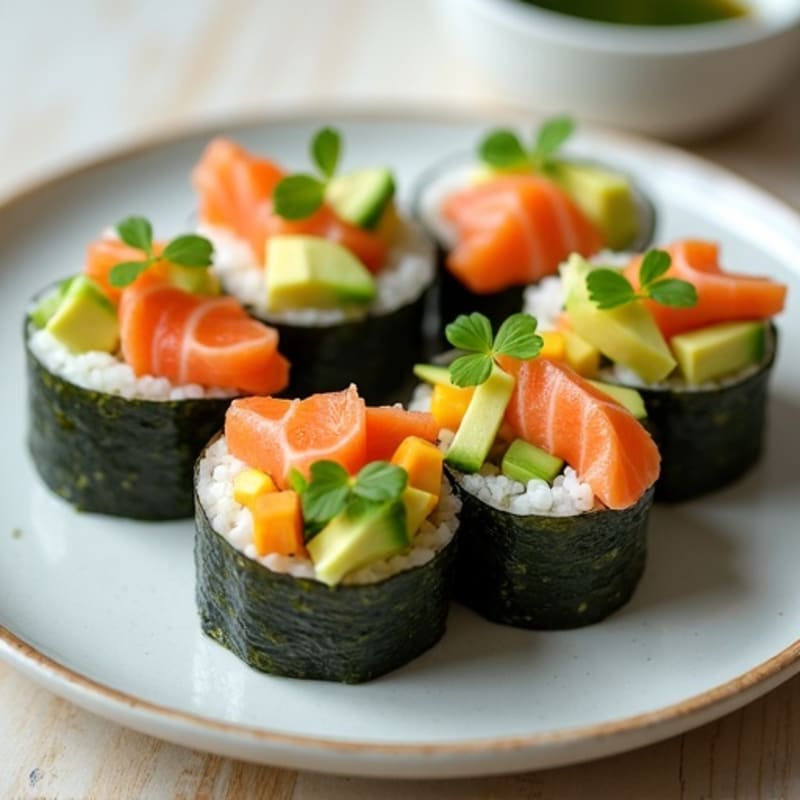 Fresh Salmon and Avocado Nori Rolls