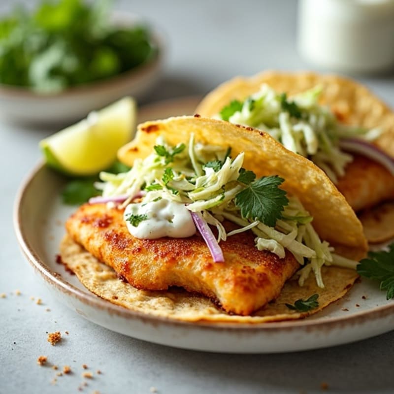 Crispy Pan-Seared Fish Tacos with Crunchy Slaw