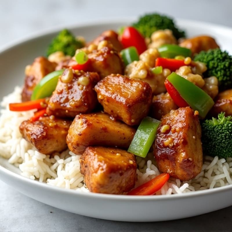 Crispy Chicken and Beef Stir-Fry with Fluffy White Rice
