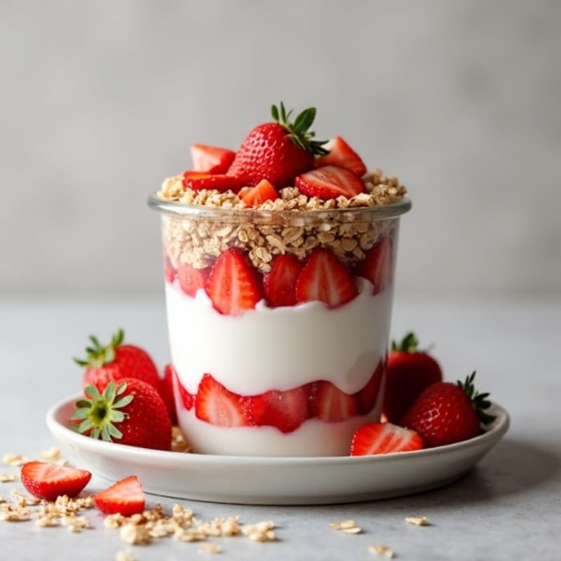 Creamy Strawberry Greek Yogurt Parfait with Crunchy Oat Crumble