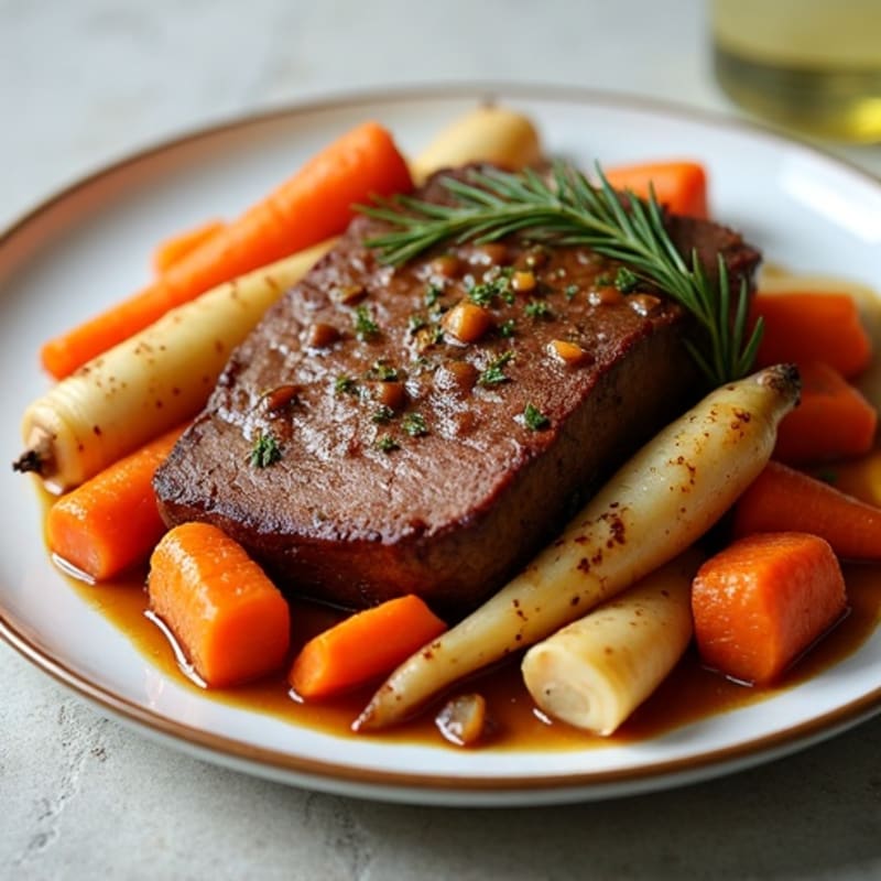 Slow-Cooked Beef Pot Roast with Roasted Root Vegetables