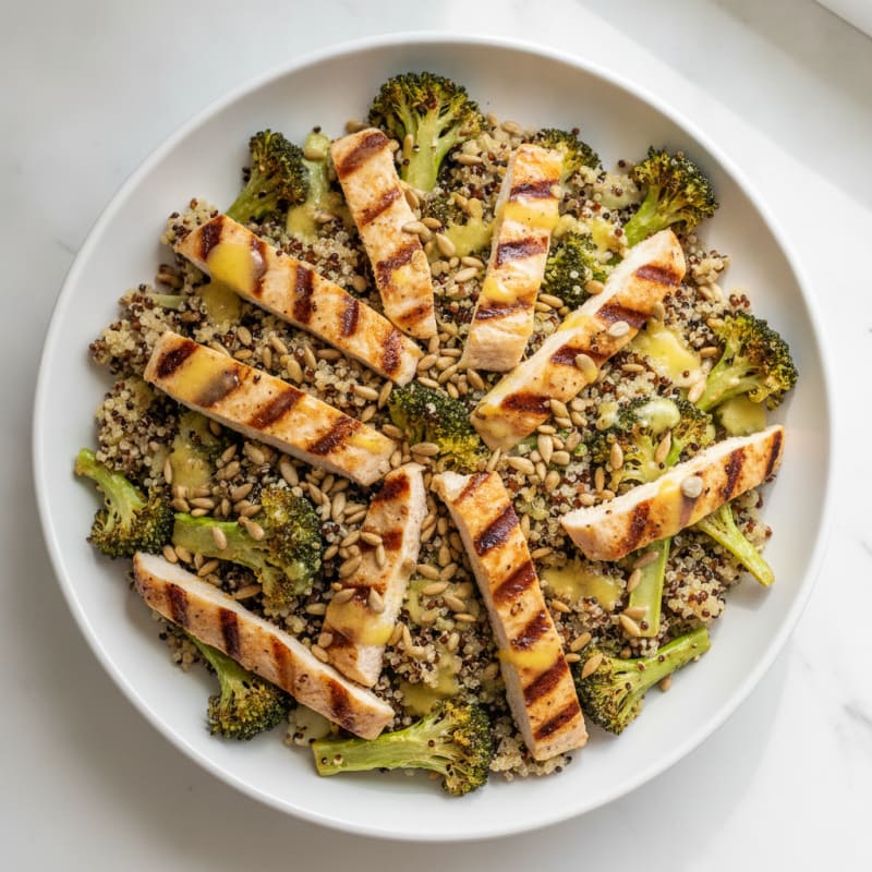 Grilled Chicken and Quinoa Salad with Roasted Broccoli