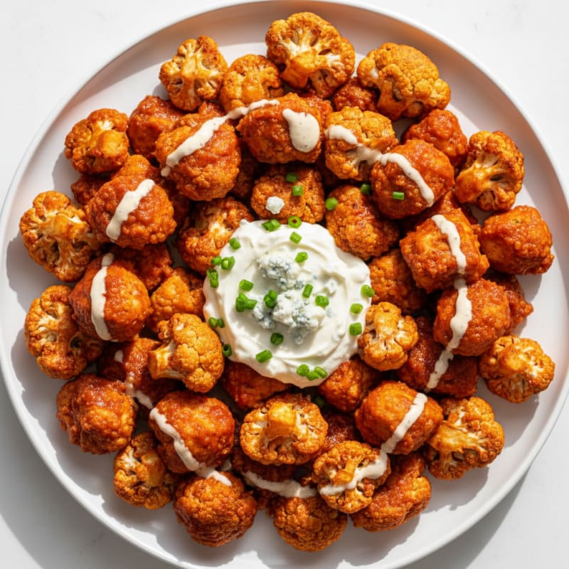 Buffalo Cauliflower with Blue Cheese Dip