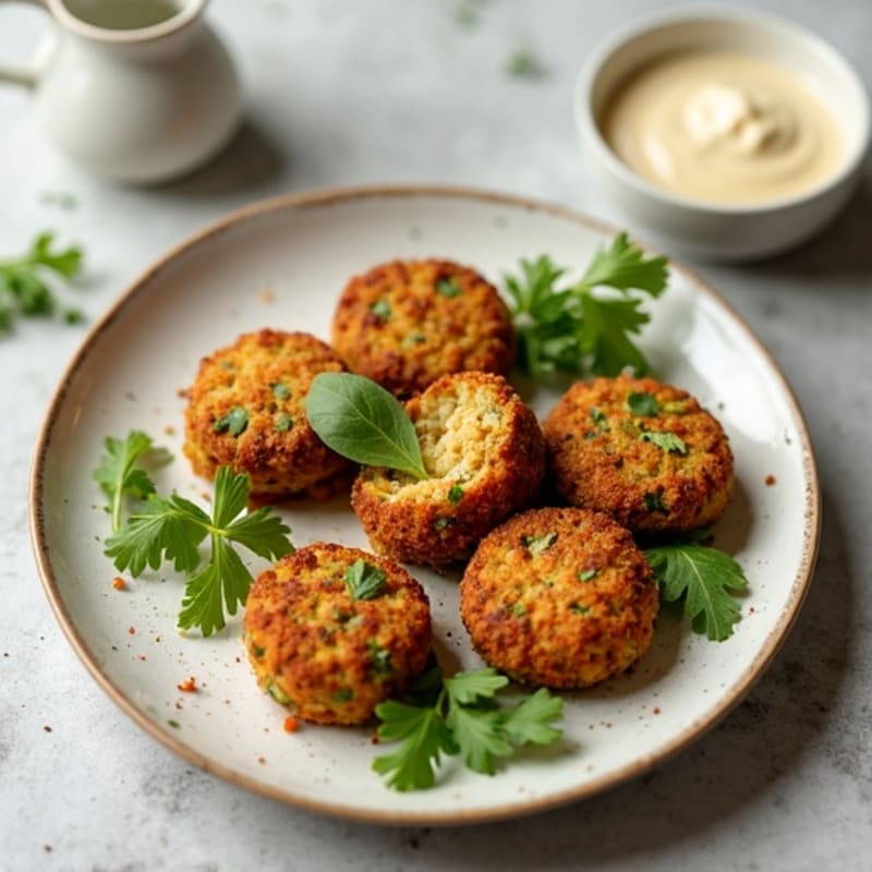 Crispy Baked Falafel with Creamy Tahini Sauce
