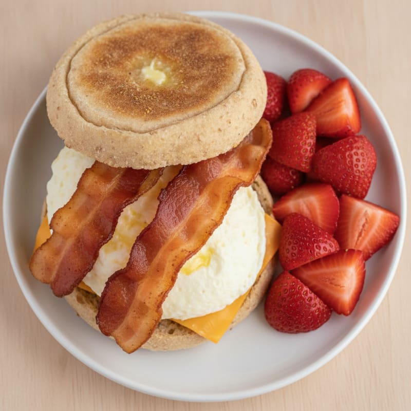 Crispy Turkey Bacon and Egg White Breakfast Sandwich