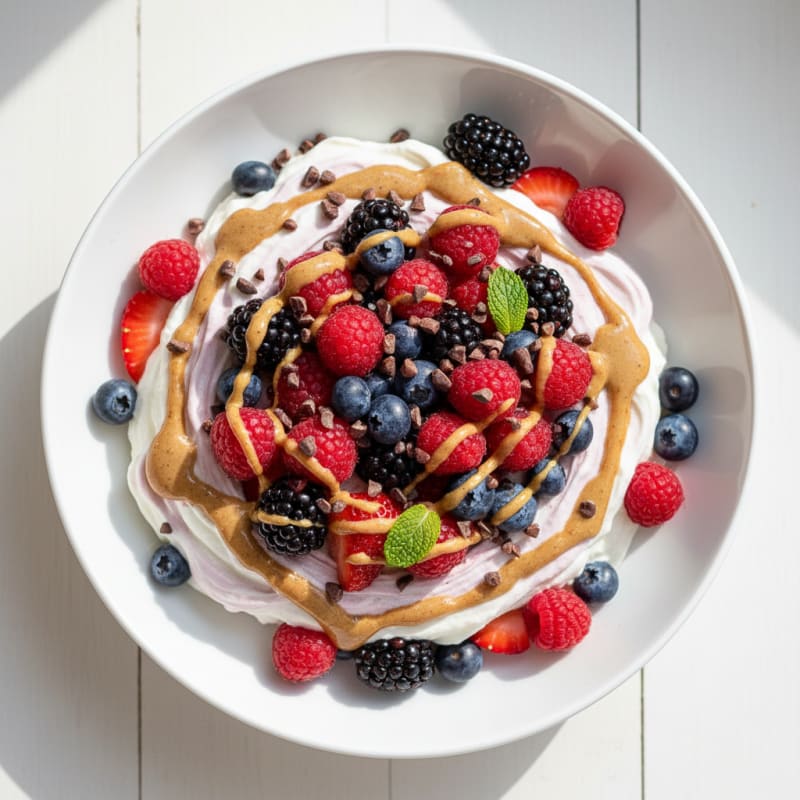 Silky Greek Yogurt Protein Mousse with Mixed Berries