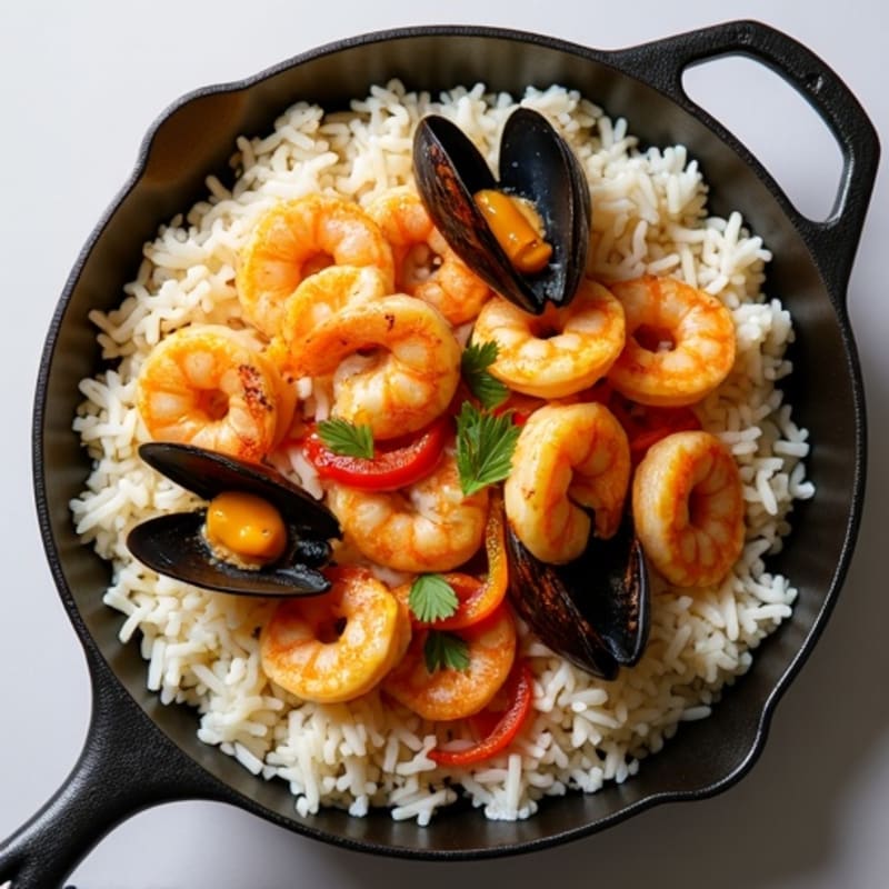 Saffron-Spiced Seafood and Rice Skillet