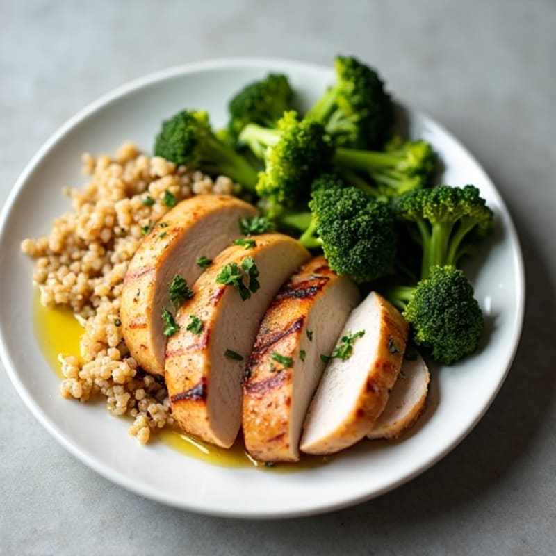 Grilled Turkey Breast with Quinoa and Roasted Broccoli