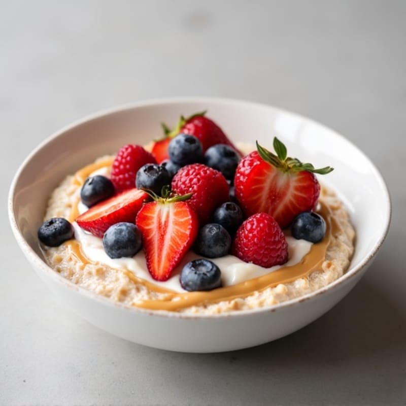 Protein-Packed Berry Oatmeal with Peanut Butter Swirl