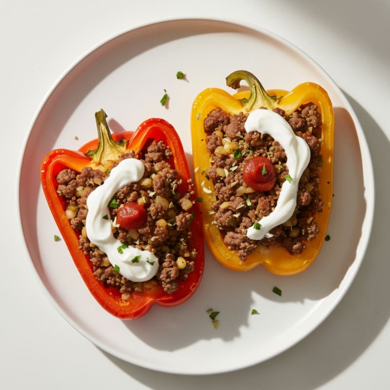 Creamy Beef Stuffed Bell Peppers