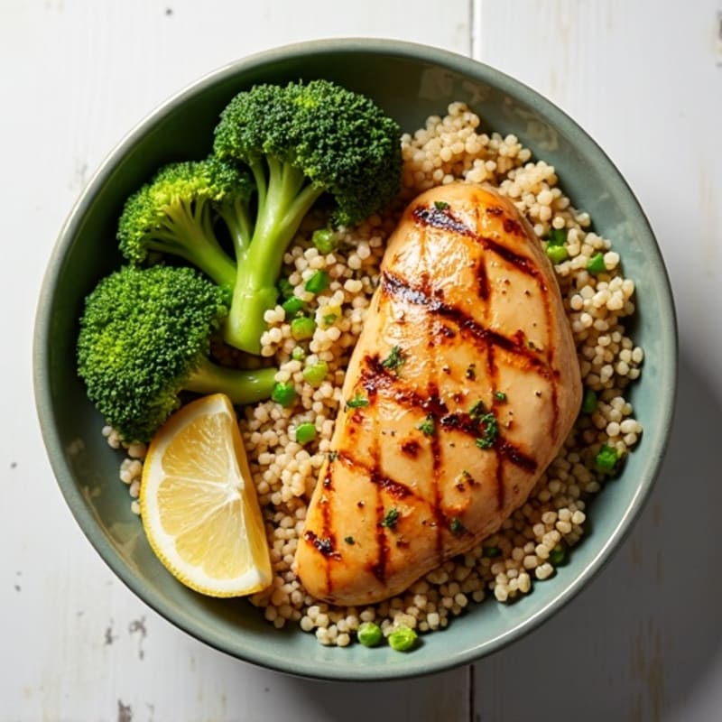 Grilled Chicken Power Bowl with Quinoa and Roasted Broccoli
