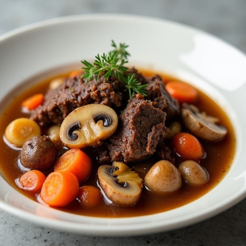 Tender Braised Beef with Mushrooms and Carrots