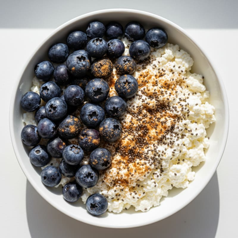 Cottage Cheese and Berry Protein Bowl with Chia Seeds