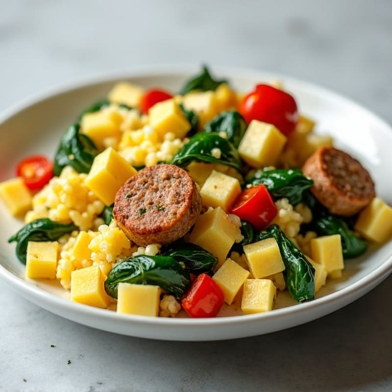 Egg White and Turkey Sausage Scramble with Spinach