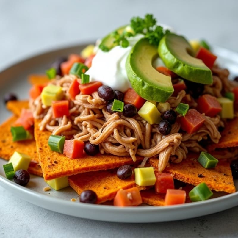 Lean Slow-Cooked Pulled Pork Loaded Sweet Potato Nachos